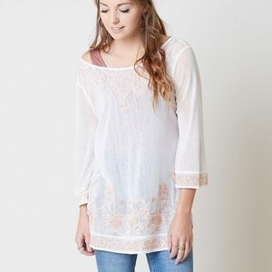 NWT Loose Mesh Embroidered Top